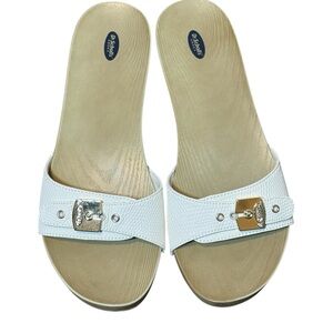 Dr. Scholl's White Classic Slide Buckle Sandals Size 10M